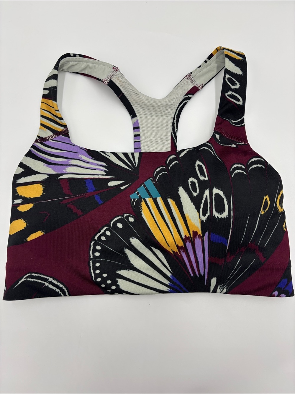 Adidas x Farm Rio Sports Bra in Black/Amazon Red/Energy Ink
